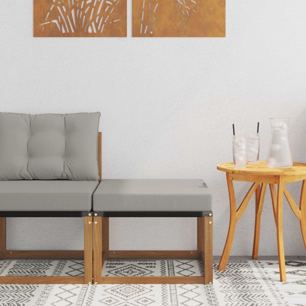 Външна табуретка Масивна акациева дървесина и текстилен плат