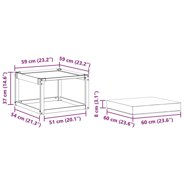 Външна табуретка Масивна акациева дървесина и текстилен плат
