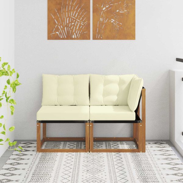 Външен среден и ъглов диван с възглавница 2 Брой Естествен