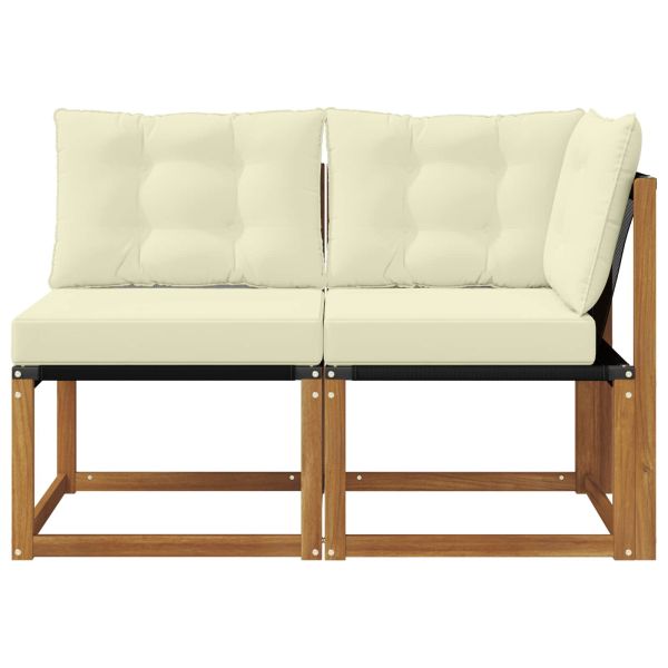 Външен среден и ъглов диван с възглавница 2 Брой Естествен