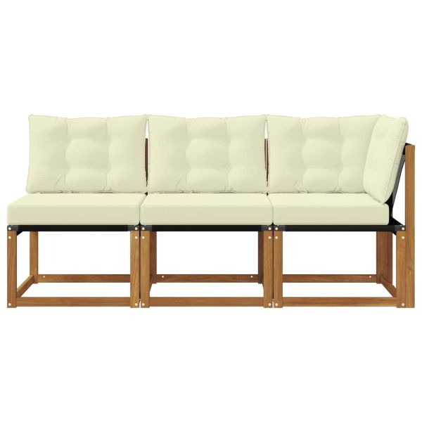 Външен среден и ъглов диван с възглавница 3 Брой Естествен