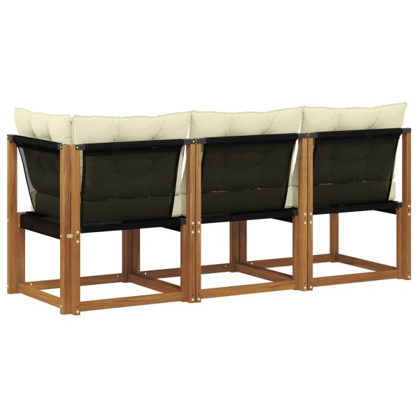 Външен среден и ъглов диван с възглавница 3 Брой Естествен