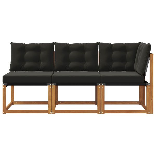 Външен среден и ъглов диван с възглавница 3 Брой Естествен