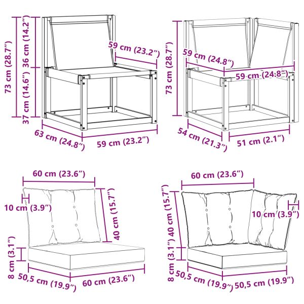 Външен среден и ъглов диван с възглавница 3 Брой Естествен