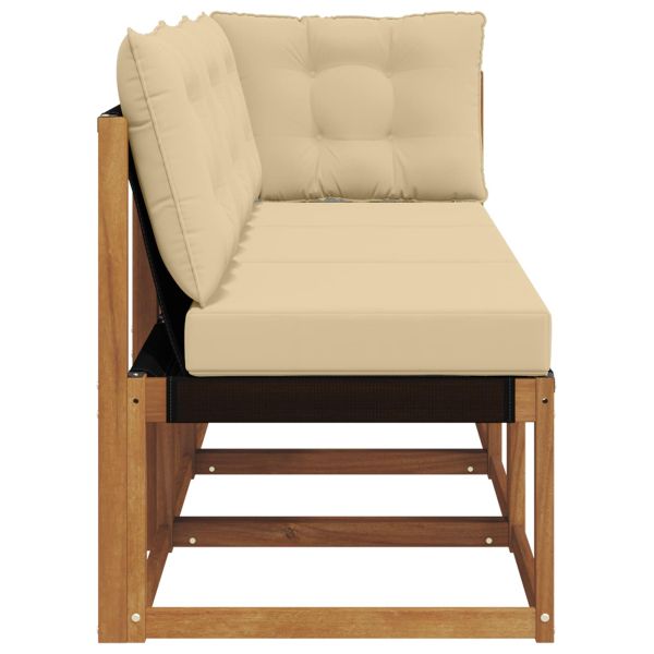 Външен среден и ъглов диван с възглавница 3 Брой Естествен