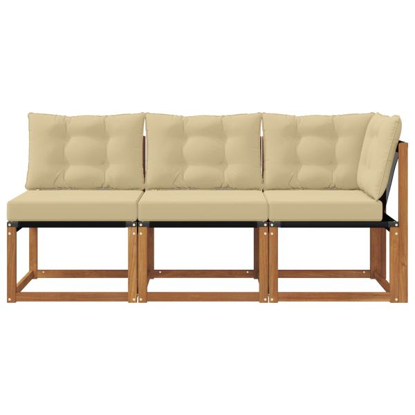 Външен среден и ъглов диван с възглавница 3 Брой Естествен