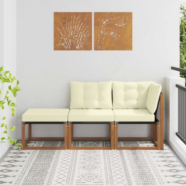 Външен модулен диван с възглавница 3 Брой Естествен