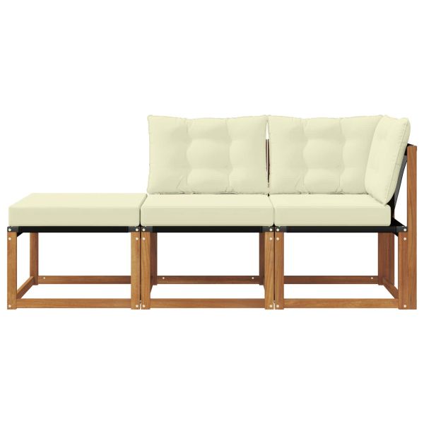 Външен модулен диван с възглавница 3 Брой Естествен