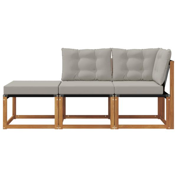 Външен модулен диван с възглавница 3 Брой Естествен