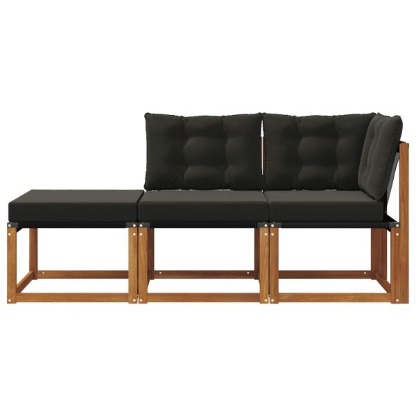 Външен модулен диван с възглавница 3 Брой Естествен