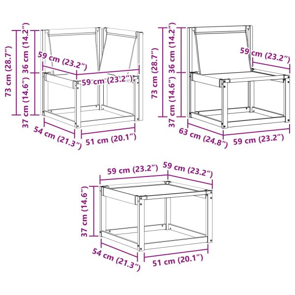 Външен модулен диван с възглавница 3 Брой Естествен