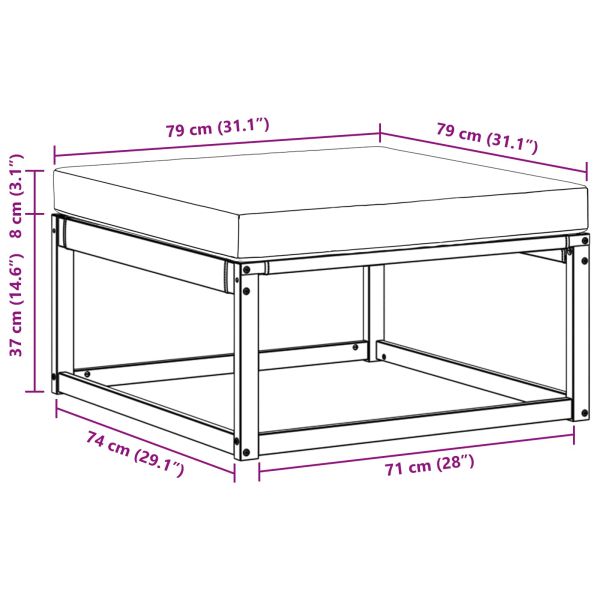Външна табуретка Солидно акациево дърво Естествен