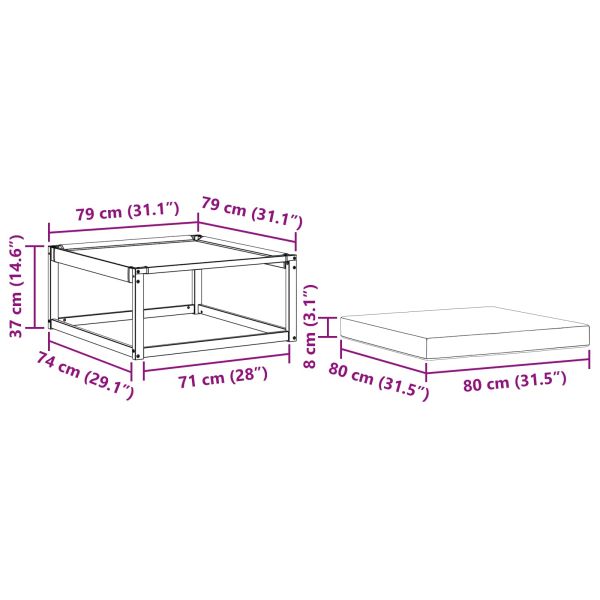 Външна табуретка Солидно акациево дърво Естествен
