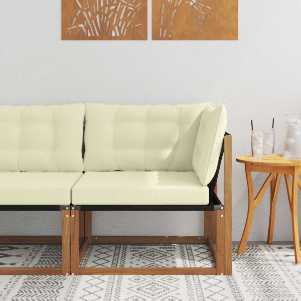 Външен ъглов диван Солидно акациево дърво Естествен