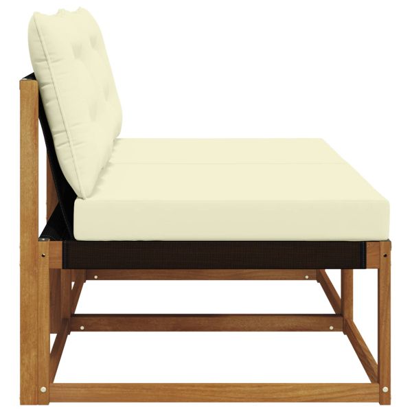 2 Брой Среден диван за открито Солидно акациево дърво Естествен