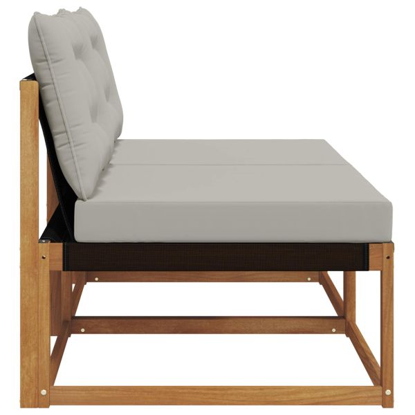 2 Брой Среден диван за открито Солидно акациево дърво Естествен