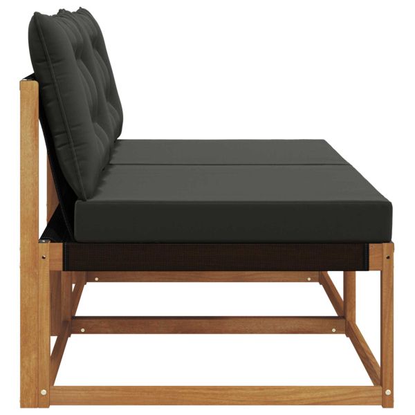 2 Брой Среден диван за открито Солидно акациево дърво Естествен