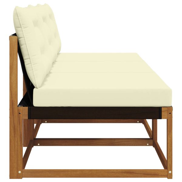 3 Брой Среден диван за открито Солидно акациево дърво Естествен