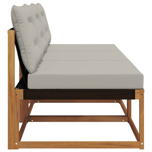 3 Брой Среден диван за открито Солидно акациево дърво Естествен