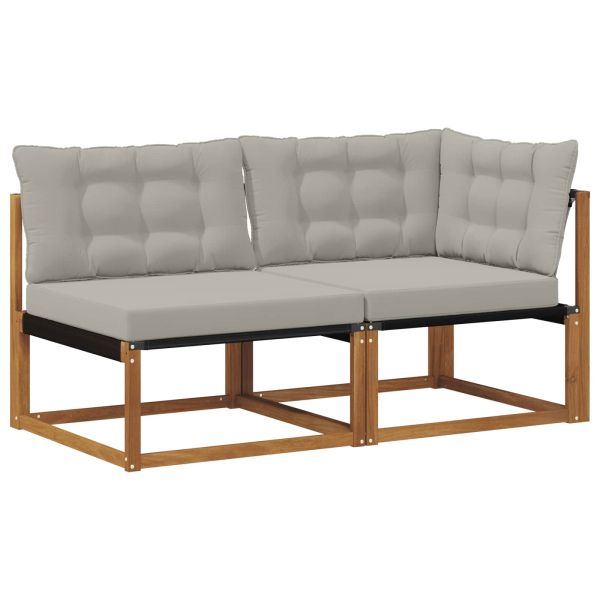 Външен среден и ъглов диван с възглавница 2 Брой Естествен