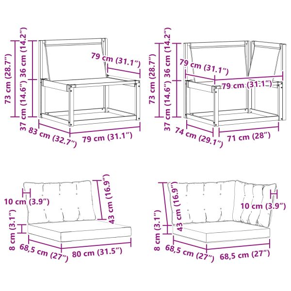 Външен среден и ъглов диван с възглавница 7 Брой Естествен