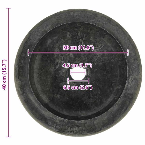 Мивка, 40x12 см, мрамор, черна