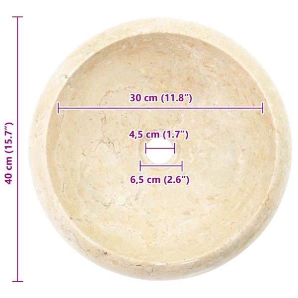 Мивка, 40x12 см, мрамор, кремава