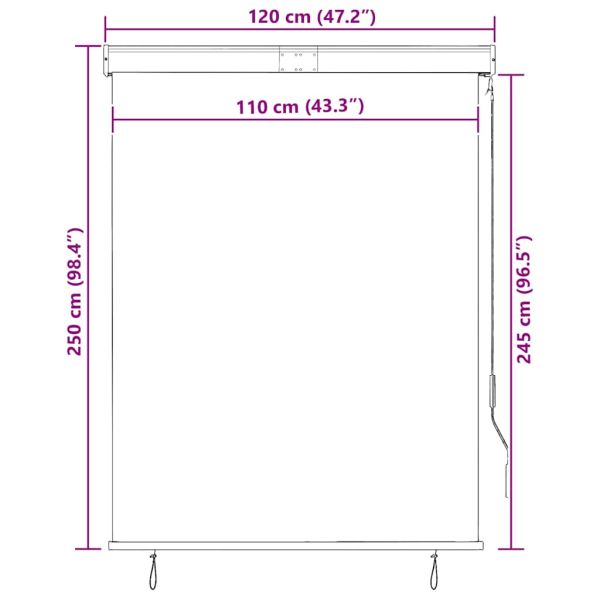 Външна ролетна щора, 120x250 см, оранжево и кафяво