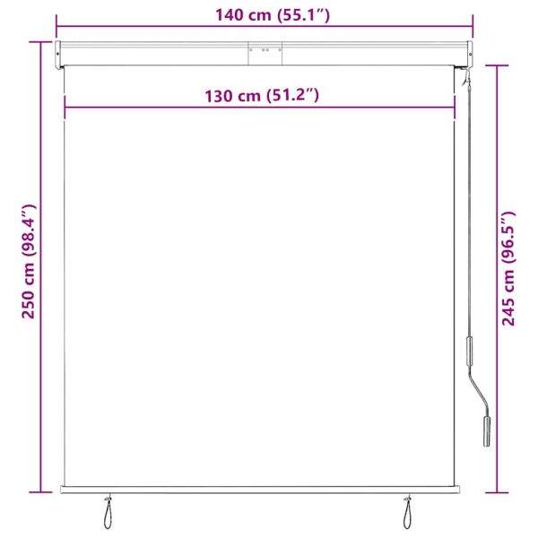 Външна ролетна щора, 140x250 см, жълто и синьо