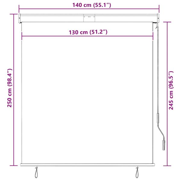Външна ролетна щора, 140x250 см, антрацит