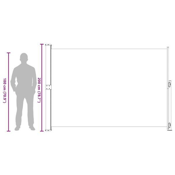 Прибираща се дворна странична тента, 200x300 см, черна