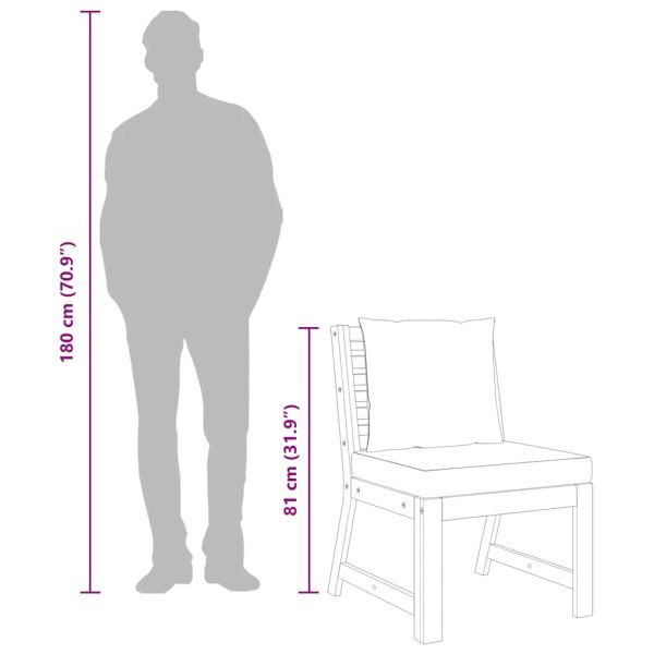 Модулен среден диван, кремави възглавници, акациево дърво масив