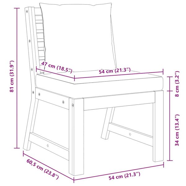 Модулен среден диван тъмносиви възглавници акациево дърво масив
