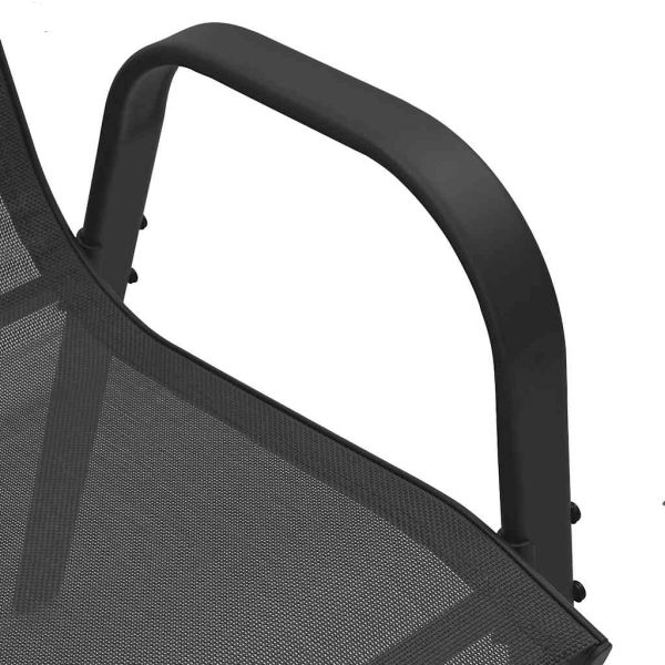 Стифиращи градински столове, 2 бр, черни, тъкан textilene