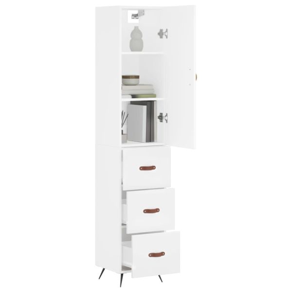 Висок шкаф, бял, 34,5x34x180 см, инженерно дърво