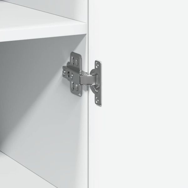 Тесен шкаф за съхранение, бял, 30x42,5x225 см, инженерно дърво