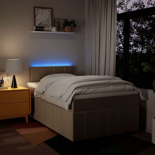 Боксспринг легло с матрак, кремаво, 120x200 см, плат