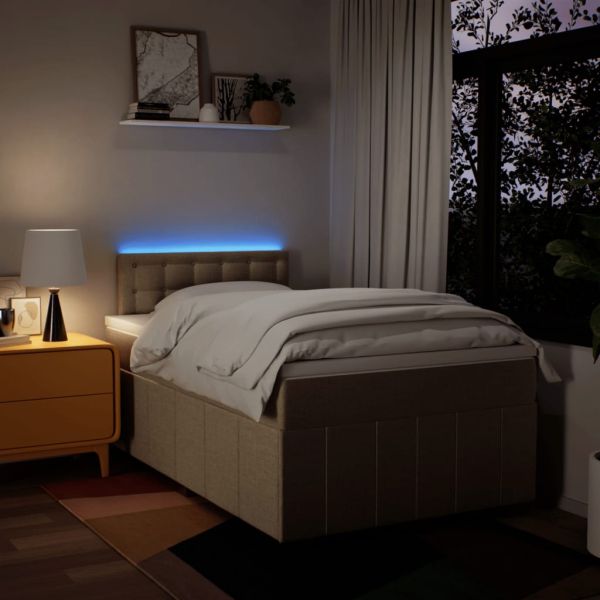 Боксспринг легло с матрак, кремаво, 120x200 см, плат