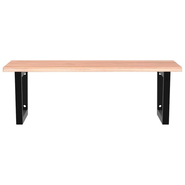 Стенен рафт за мивка, стомана и масивно дърво дъб