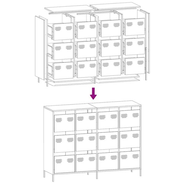 Бюфет, розов, 135x39x103,5 см, студеновалцувана стомана