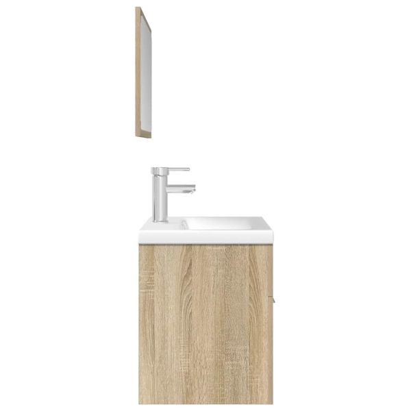 Комплект шкафове за баня от 3 части дъб сонома инженерно дърво