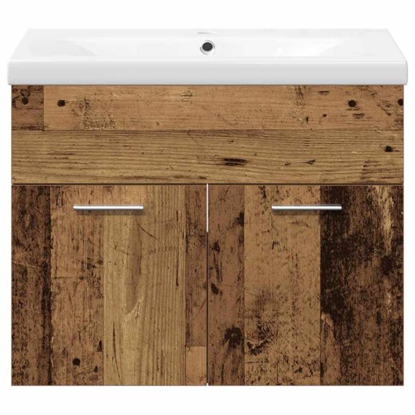 Комплект мебели за баня 3 pcs Старо дърво Инженерно дърво