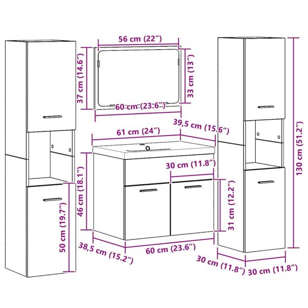 Комплект за съхранение Монтиране на стена 4 pcs Инженерно дърво