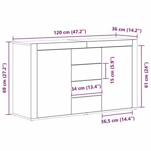 Служебен шкаф Черния дъб 120 x 36 x 69 см Инженерно дърво
