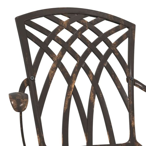 Комплект градинска маса 3 pcs Бронзов Лят алуминий