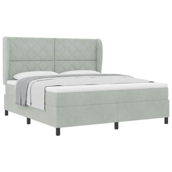 Легло с пружинирана основа Светлосиво 200 x 180 cm Кадифе