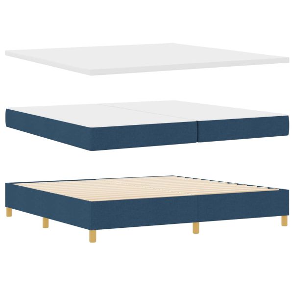 Легло с пружинирана основа с матрак Синьо 200 x 200 cm текстил