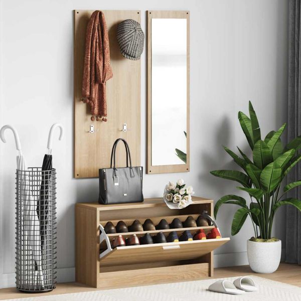 Комплект шкафове за обувки 3 в 1, дъб сонома, инженерна дървесина