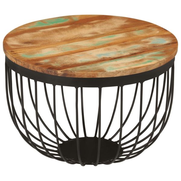 Маса за кафе Ø50x35 см масивно регенерирано дърво и стомана