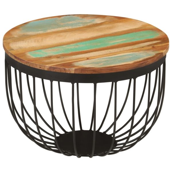 Маса за кафе Ø50x35 см масивно регенерирано дърво и стомана